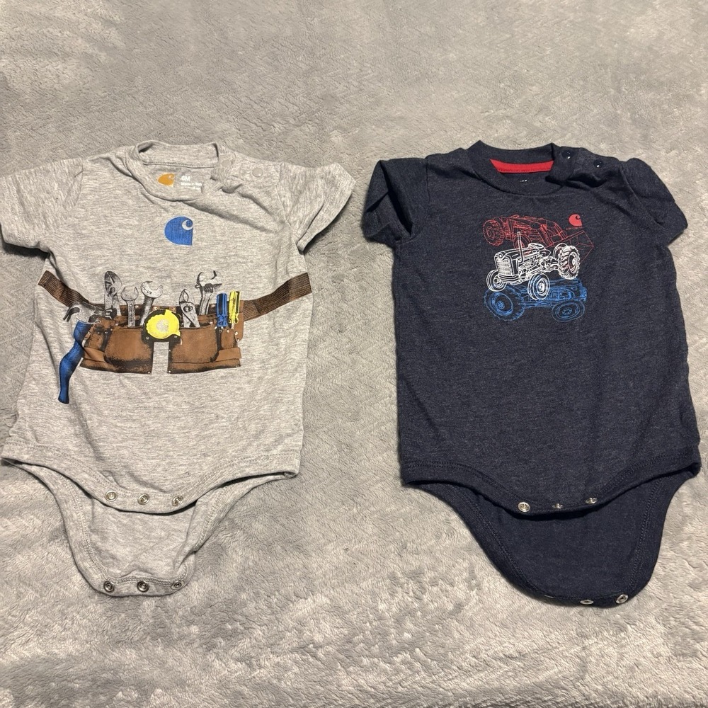 Carhartt Baby Clothes Boy 6M 6 Months One Piece Farm and Tool  - Set of 2